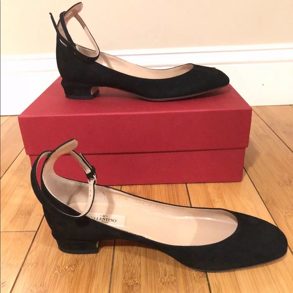Valentino Shoes - ♦️Valentino Suede Low-Heel Ankle-Strap Pump  37.5